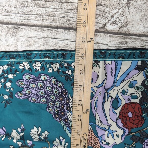 Stunning vintage Liberty teal silk scarf - Picture 5 of 6
